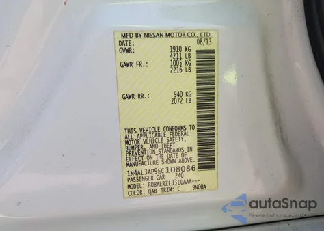 2014 Nissan Altima 2.5 S from USA, damaged, VIN 1N4AL3AP9EC108086